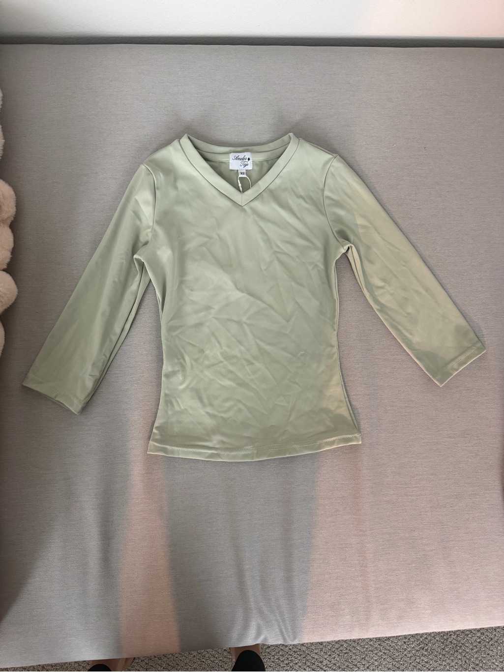 Amelie Teje Sage Green V-Neck Cropped Top — image 4 of 5